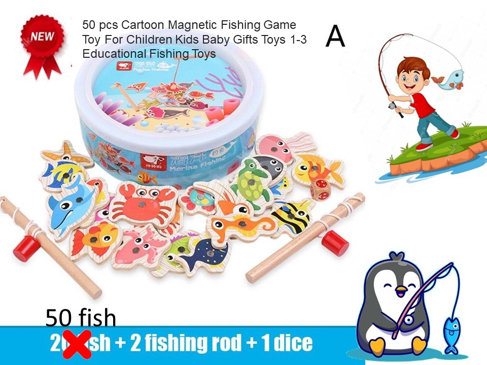 50 pcs Cartoon Magnetic Fishing Game Toy For Children Kids Baby Gifts Toys  1-3 Educational Fishing Toys, Hobbies & Toys, Toys & Games on Carousell