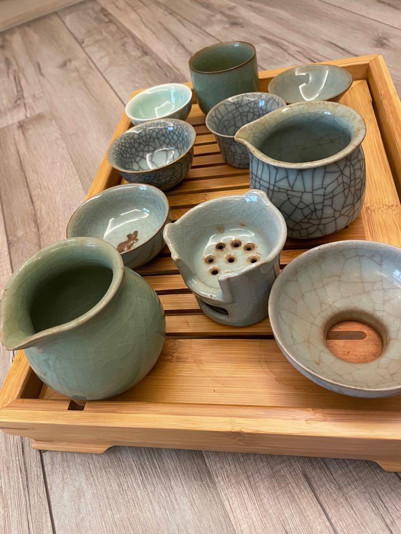 龍泉青瓷”留田窯” 茶杯茶海哥窯金絲弟窯玉質, 家具及居家用品