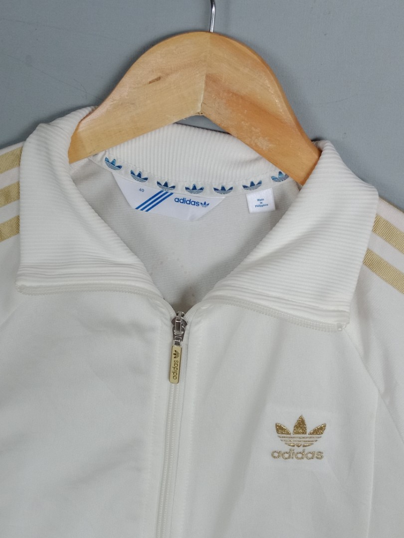 Adidas Gold White Jacket Women s Fashion Activewear on Carousell