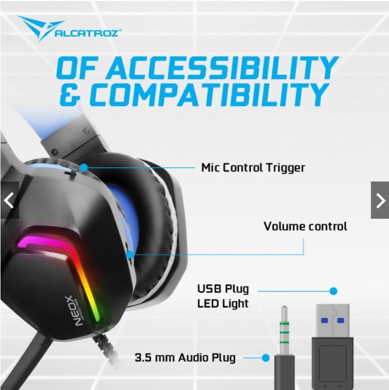 Alcatroz Neox HP500 RGB Wired Gaming Headphone with Foldable