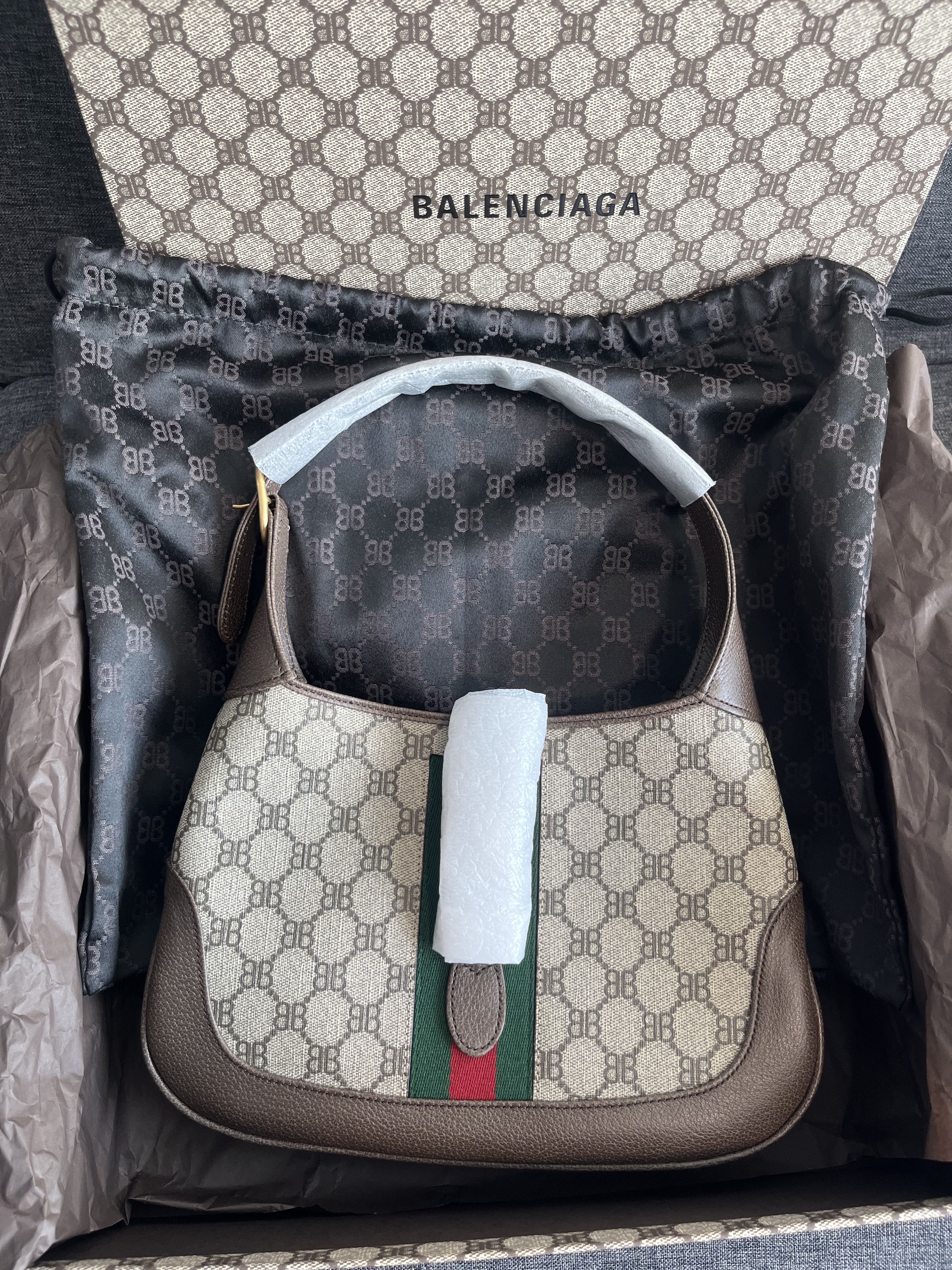 Balenciaga Bag Gucci Collaboration Hacker Camera Beige Mini Shoulder  Pochette BB Pattern Ladies Leather