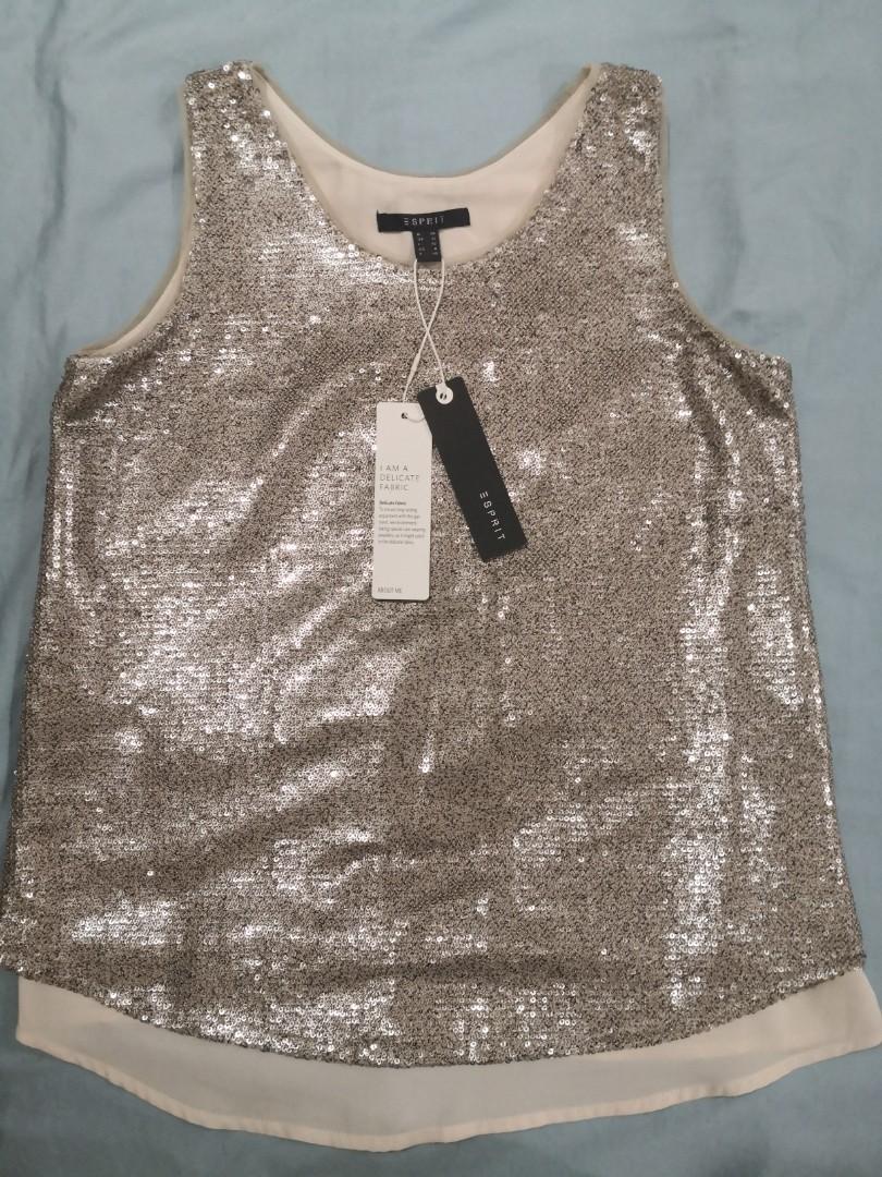 BNWT Esprit Sequin Top in Size M, Women's Fashion, Tops, Sleeveless on  Carousell