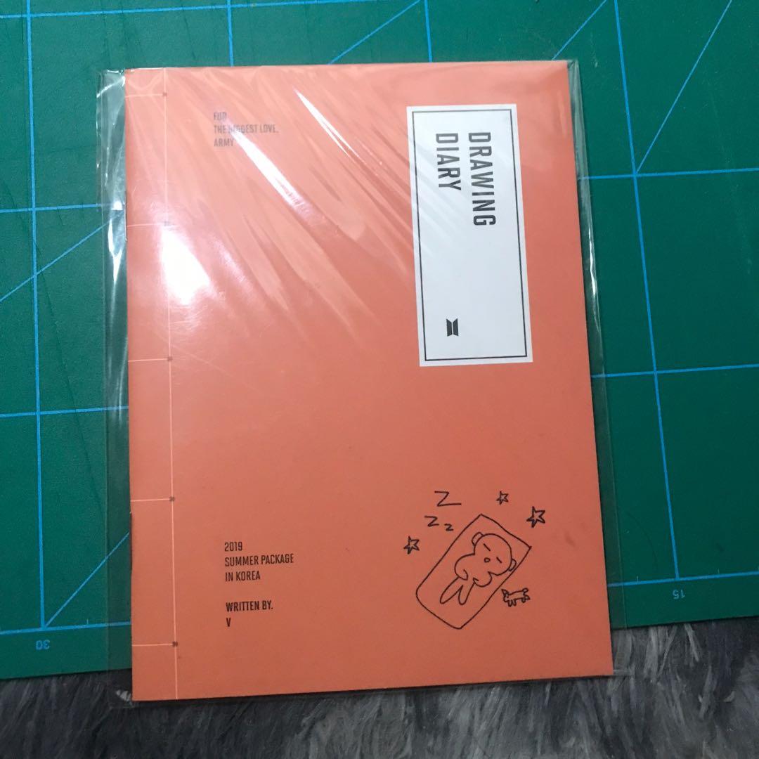 BTS SUMMER PACKAGE 2019 TAEHYUNG V DRAWING DIARY (Category: K-Wave Merchandise) located in Mandaue City. Submitted by bubbiese (Listing ID 1128510340, Image 1). Description: WTS LFB ONHAND PLEASE HELP RT BTS Summer Package 2019 Taehyung / V Drawing Diary - Php 850.00 + lsf - ONHAND next day shipment via ggx or sco - PAYO only pls - gcash / unionbank #./bubbieproofs for feedbacks.