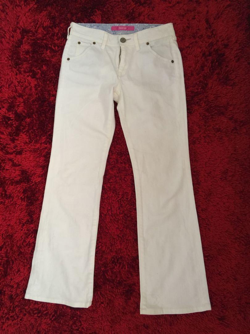 Celana White Jeans Import, Fesyen 
