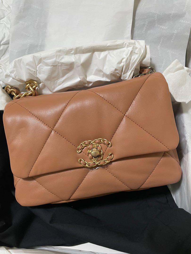 New Chanel 19 Handbag 21k/ 21p Caramel Light Brown