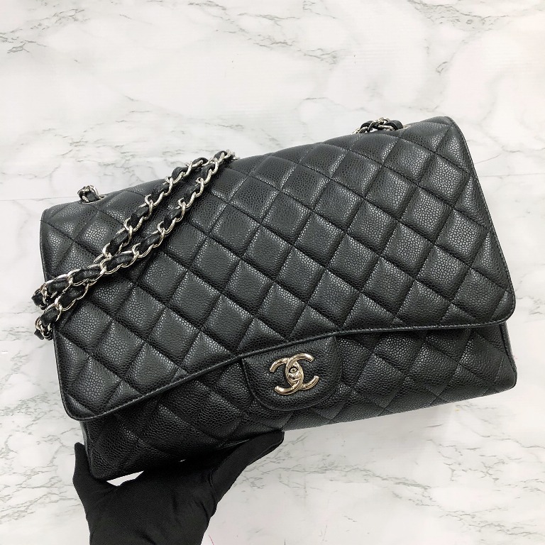 CHANEL CAVIAR SKIN NO.13 MAXI 33 SINGLE FLAP SHOULDER BAG 217023559,  Luxury, Bags & Wallets on Carousell