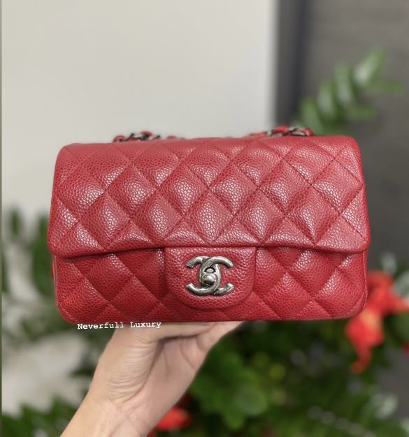 Chanel Classic Mini Rectangle 15B Red Caviar Bag, Luxury, Bags & Wallets on  Carousell