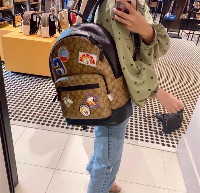 West backpack in signature canvas with varsity stripe sales