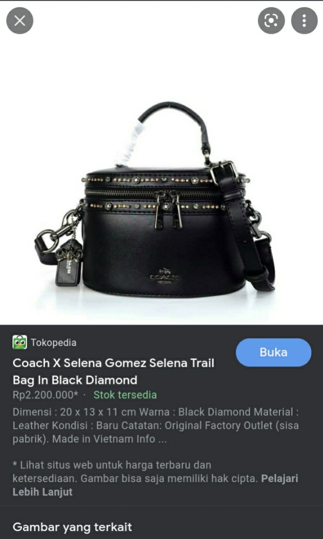 Coach x Selena Gomez Trail Bag with Crystal Embellishment 39292  Black/Gunmetal