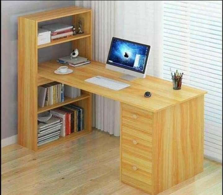 Computer table with shelves (Category: Tables & Sets) located in Manila. Submitted by minidivisoria (Listing ID 1128696479, Image 1). Description: RESELLER: 1550php SALE ! BEST SELLER COMPUTER TABLE WITH SHELVES ❤️BIG SIZE-120cm ❤️4colors available White,Walnut,Maple,Brown ♥️random handle bar (with w/o bilog) ♥️material-particle board laminated wood ♥️disassembled.