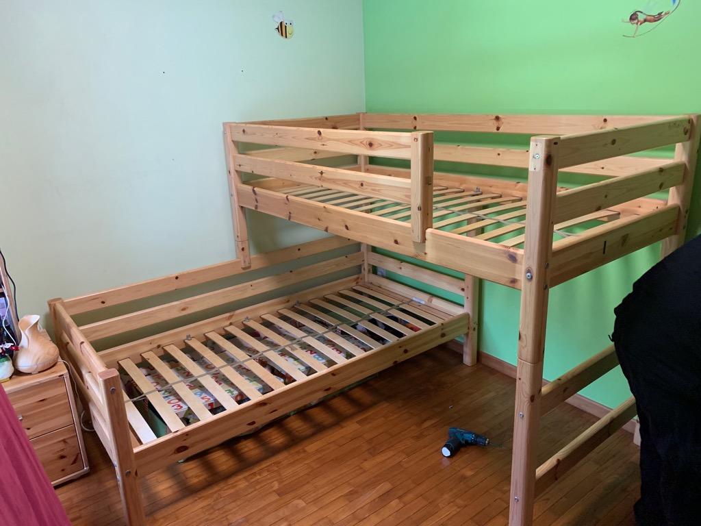 Flexa L shaped bunk bed accessories set including safe slanted ladder