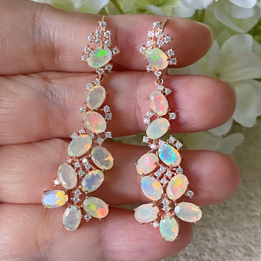 Genuine fire outlet opal earrings