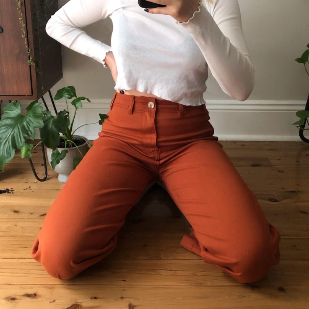 Heavy High Waist Suit Pants Orange | NA-KD