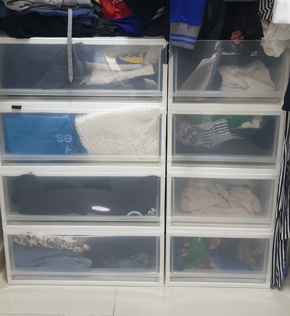 IKEA stackable clear storage shelves, Furniture & Home Living