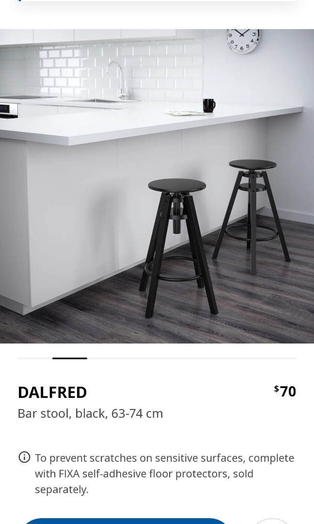 Ikea Dalfred Black Bar Stool, Furniture & Home Living, Furniture, Chairs on Carousell