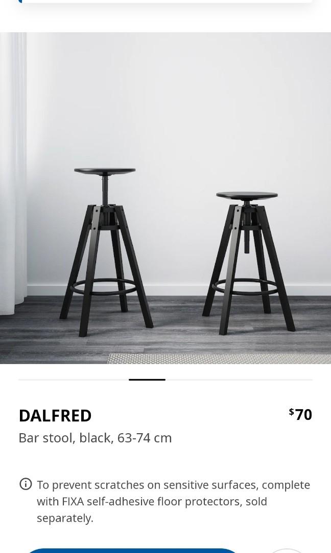 Ikea Dalfred Black Bar Stool Furniture Home Living Furniture Chairs on Carousell