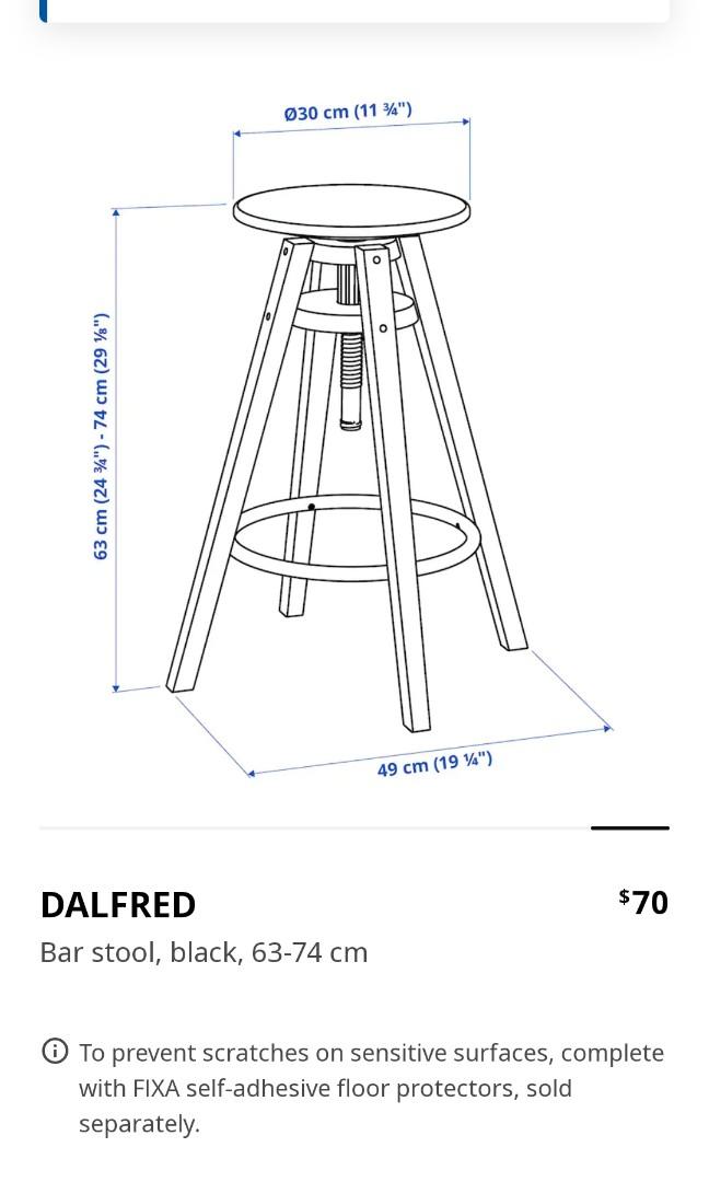 Ikea Dalfred Black Bar Stool, Furniture & Home Living, Furniture, Chairs on Carousell