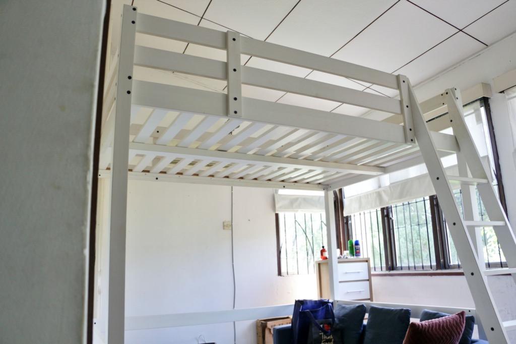 IKEA Stora Loft Bed (White) + Mattress, Furniture & Home Living, Furniture, Bed Frames