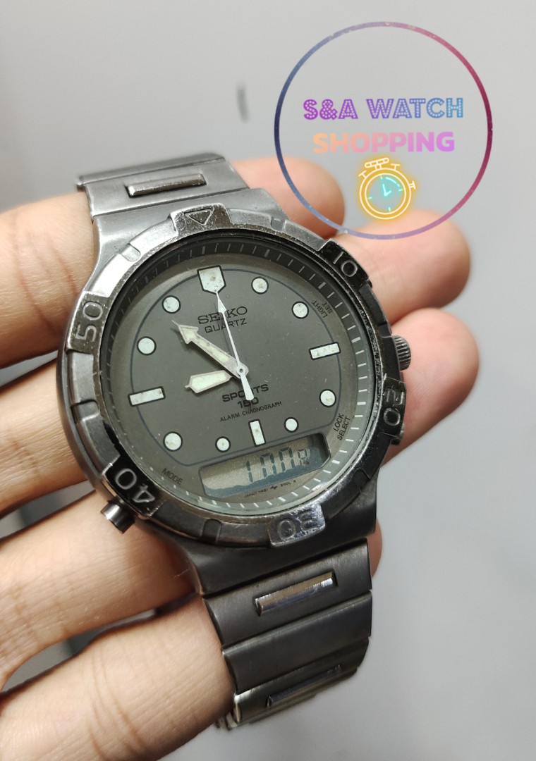 Jam Tangan Seiko Sports 150 Alarm Chorograph Original Second Vintage,  Fesyen Pria, Jam Tangan di Carousell