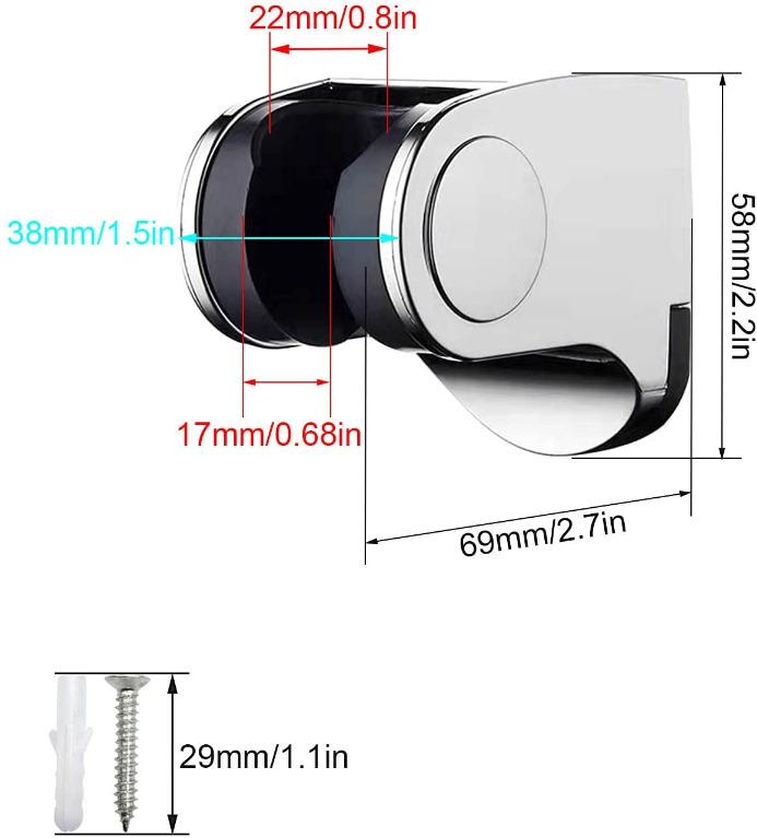 Silver Shower Head Holders Adjustable Wall Mounted Holder, Used To Fix