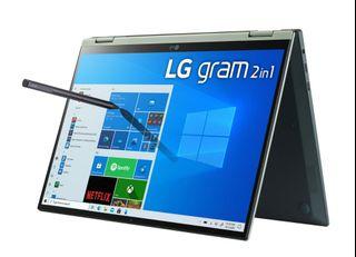  LG GRAM 14T90P 14" 11th Gen Intel® Core™ (Tiger lake-U) Intel® Core™ i5 11th gen , 2-in-1 IPS Touch Display, 16GB Ram, 512GB SSD, DCI-P3 99%, Lightweight (1.25KG) Green & Black 72WH up to 20 Hours battery life, Upgradeable  Windows 10 to 11 . 14