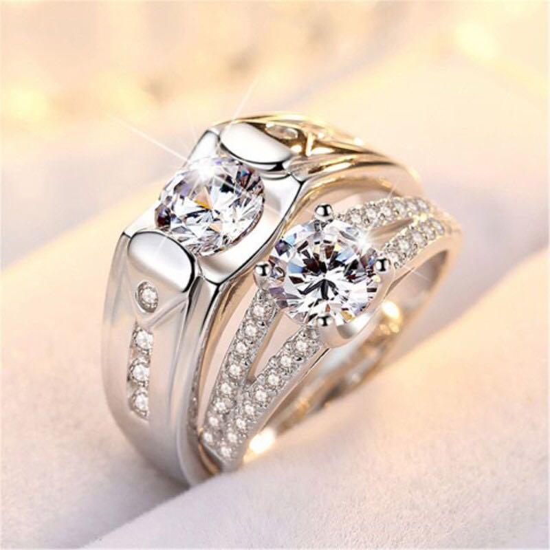 Luxury Couple Rings Gift S925 Silver Adjustable Lover Ring Cincin