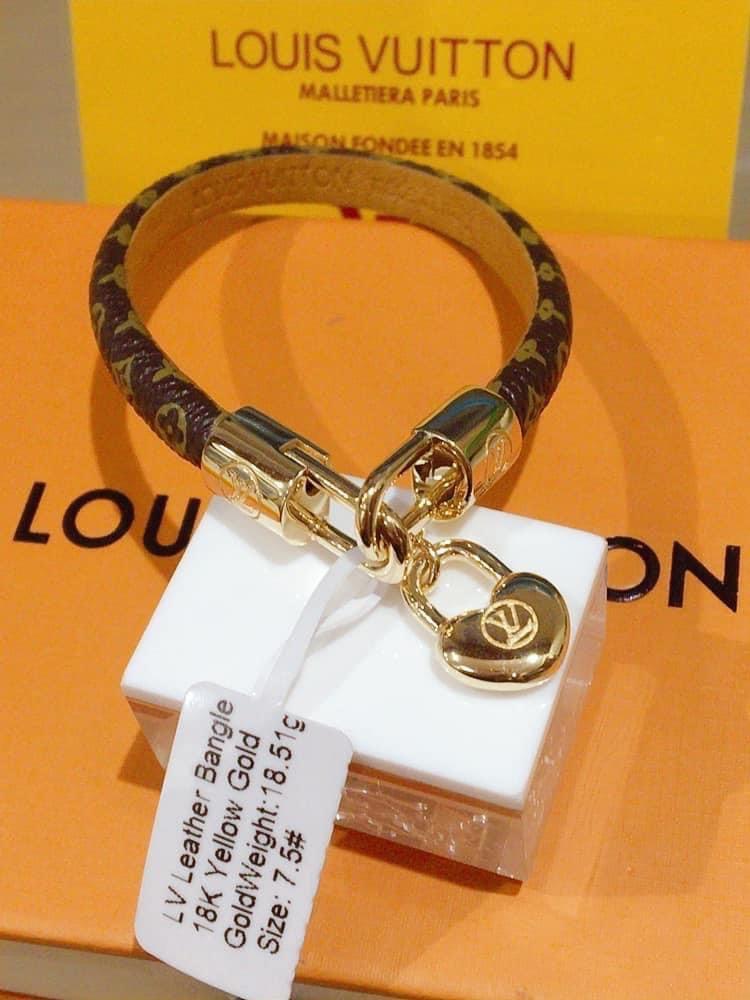 LV leather bangle (Category: Luxury Accessories) located in Manila. Submitted by lynsantosmarcos (Listing ID 1128589173, Image 1). Description: 18k yellowgold Sold per gram Pawnable.