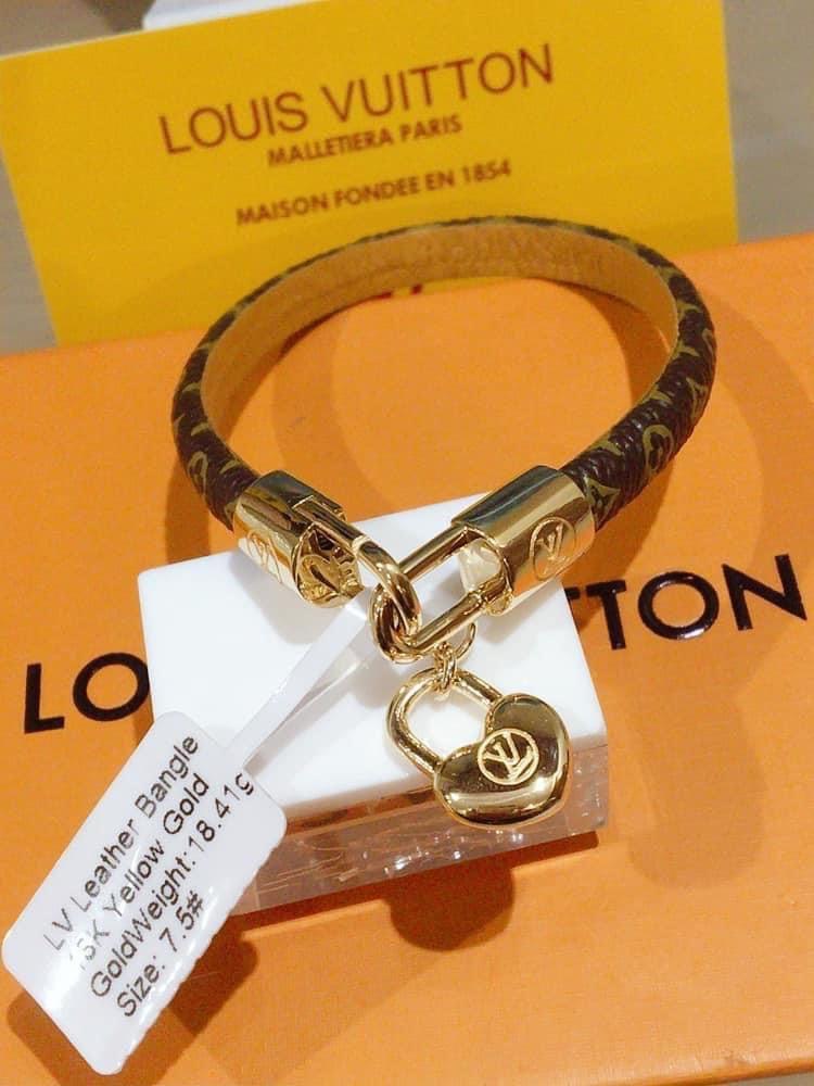 LV leather bangle (Category: Luxury Accessories) located in Manila. Submitted by lynsantosmarcos (Listing ID 1128589173, Image 3). Description: 18k yellowgold Sold per gram Pawnable.