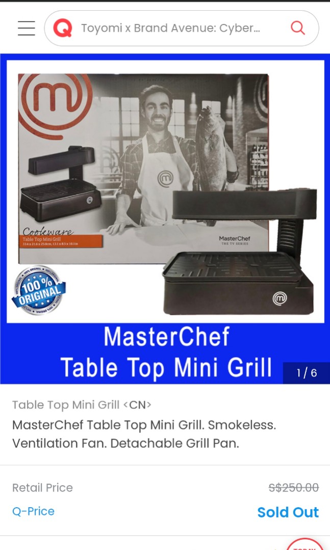 MasterChef Table Top Mini Grill, TV & Home Appliances, Kitchen Appliances, BBQ, Grills & Hotpots