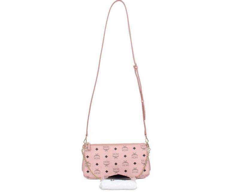 MCM Millie Top Zip Visetos Soft Pink Crossbody Bag