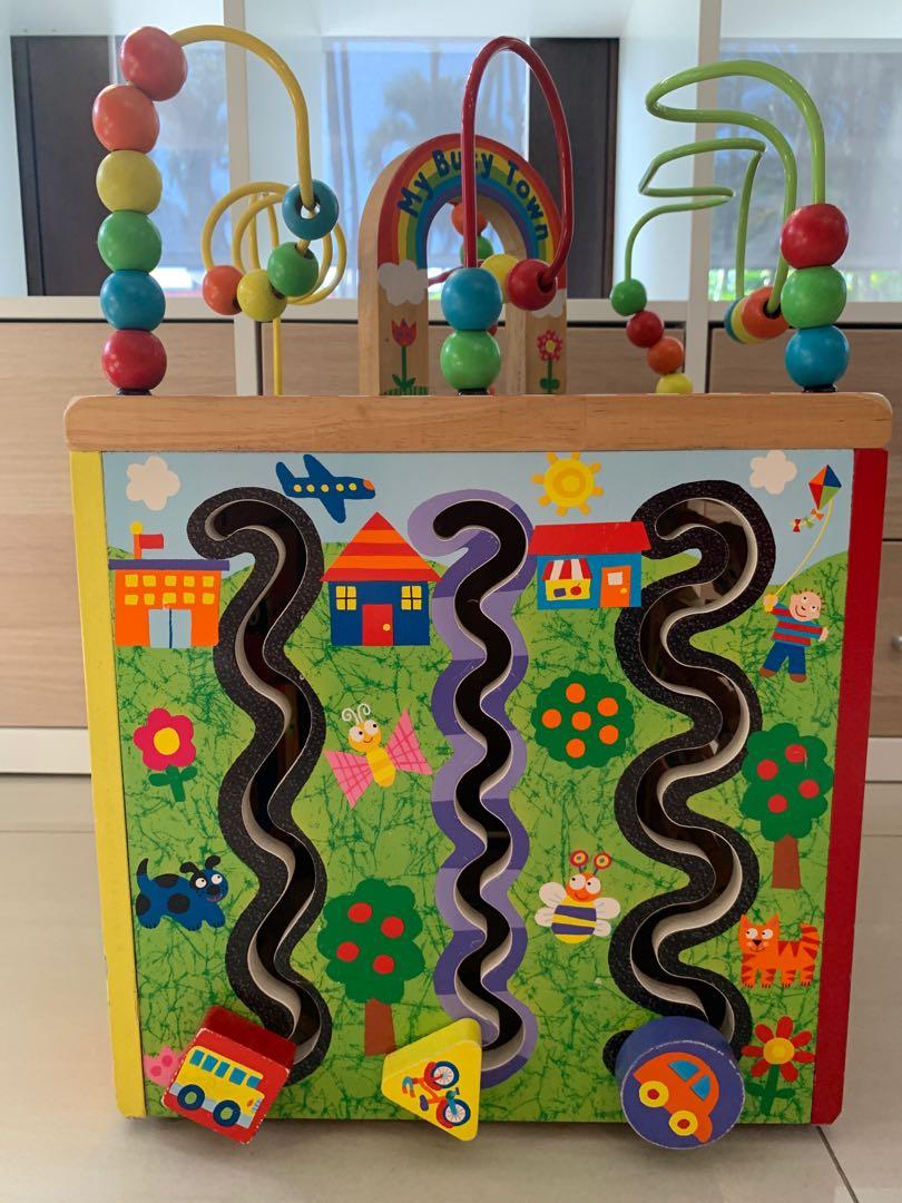My Busy Town ALEX Jr. Wooden Activity Educational Cube with Beads and many details such as