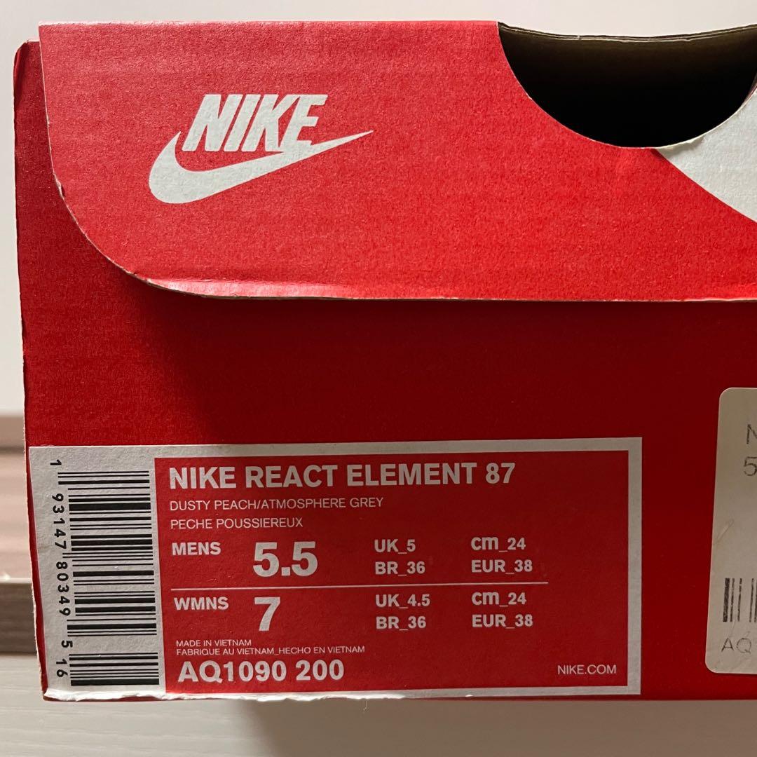 Nike React Elements 87 （分類：波鞋）位於 Hong Kong。 由 bisbisbis 提交（商品編號 1128533668，圖片 7）。簡介： 只穿過兩次，非常新淨，有盒 Colour: Dusty peach/Atmosphere grey Womens size: US7/UK4.5/EU38/24CM。