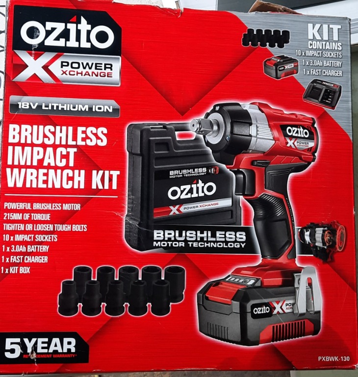 Ozito Brushless Impact Wrench Kit Commercial Industrial