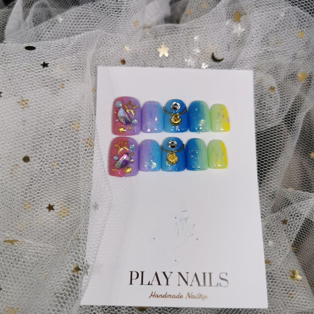 Press on gelish fake nails in neon rainbow (Category: Hands & Nails) located in Singapore. Submitted by mojito2009 (Listing ID 1128507425, Image 1). Description: Gelish Press on nail in short length square tip. Each set comes with 1x nail glue and 1x nail buffer. Do note that order will be shipped via Singpost normal mail, Missing and damage item at consignee's risk. Option to top up for trackable courier service. *There may be colour difference 