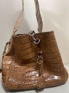 Ralph Lauren Brown crocodile print leather bag