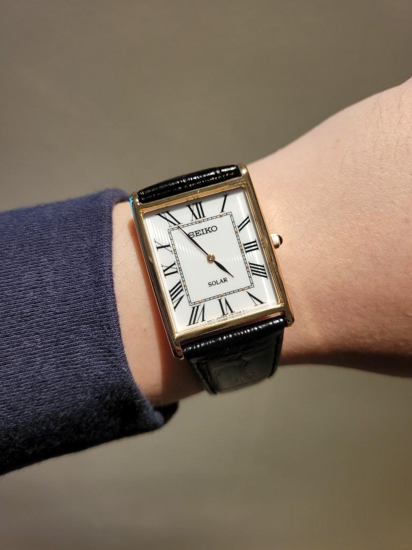 Rare BNIB Seiko Solar Gold Tank, Men's 