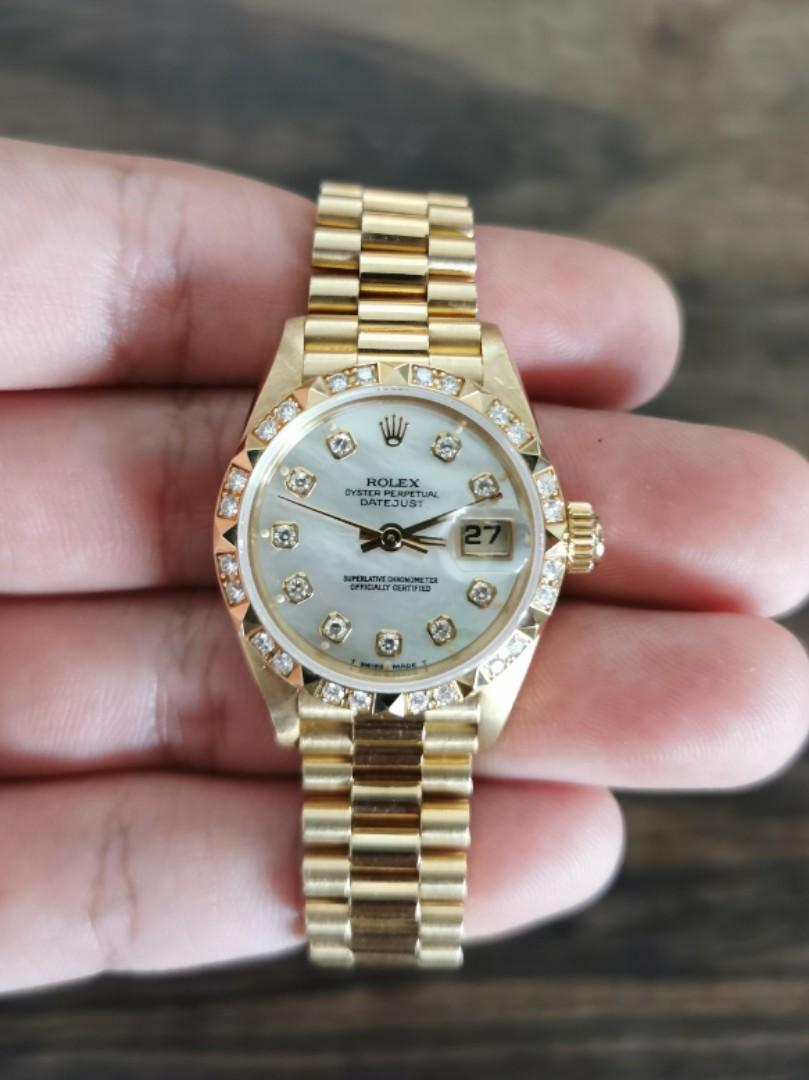 Gold rolex mother of pearl face online
