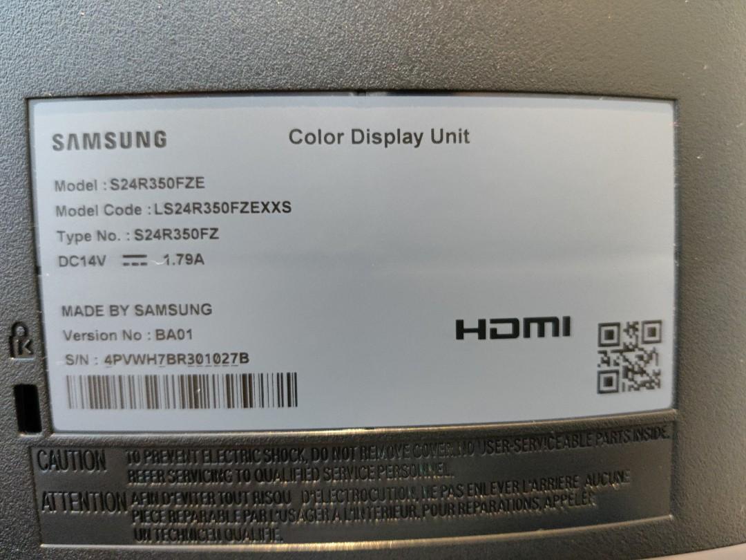 Samsung 24' FHD monitor model number S24R350FZE, Computers & Tech