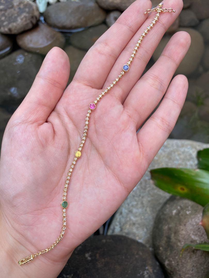 Sapphire Diamond Tennis Bracelet Birthstones, Women's Fashion, Jewelry