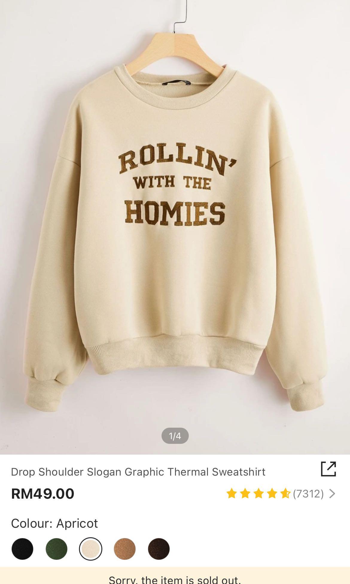 drop shoulder slogan embroidery sweatshirt shein