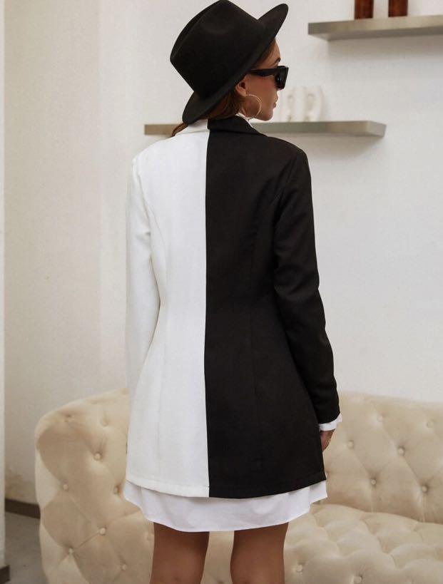 Half black half deals white blazer dress
