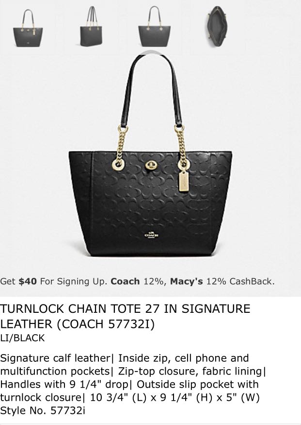 Coach turnlock chain tote hot sale