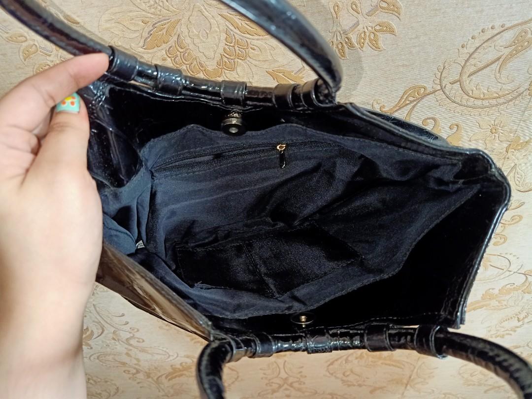 Vintage black patent leather handbags outlet
