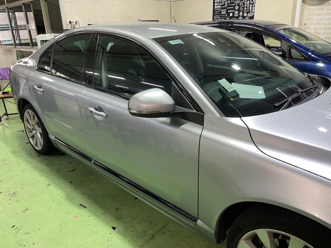 Volvo S80 car, front grille dechrome, window trim, door guard trim