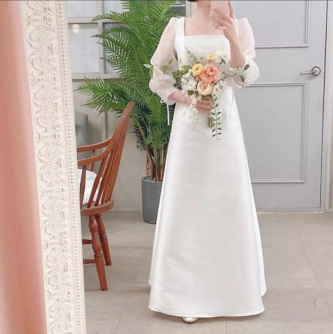 White gauze top dresses for weddings