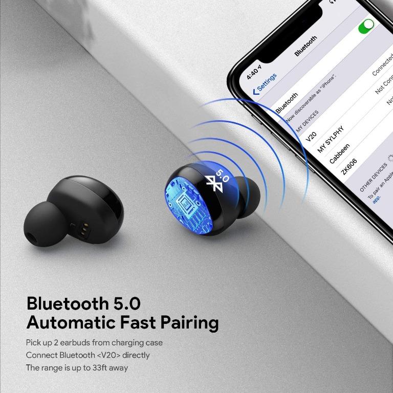Wireless Earbuds Headphones Votomy Bluetooth Headphones In ear 5.0 200 Hrs Playtime 5D HD Stereo Sound 3500mAh Charging Case Mono Share Mode