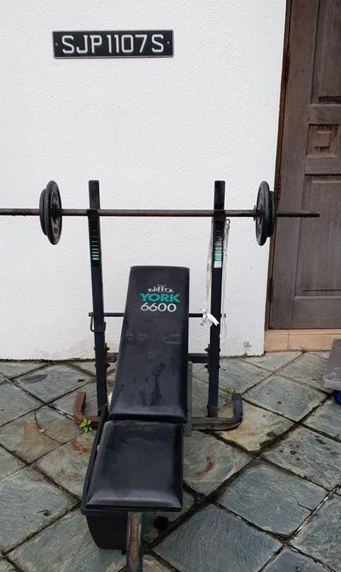 Workout Bench With Weights Sports Equipment Exercise Fitness