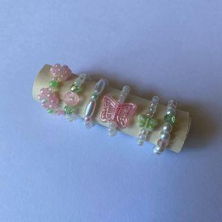 y2k flower beaded rings