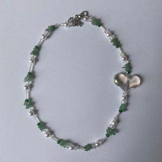 y2k green adventurine beaded necklace
