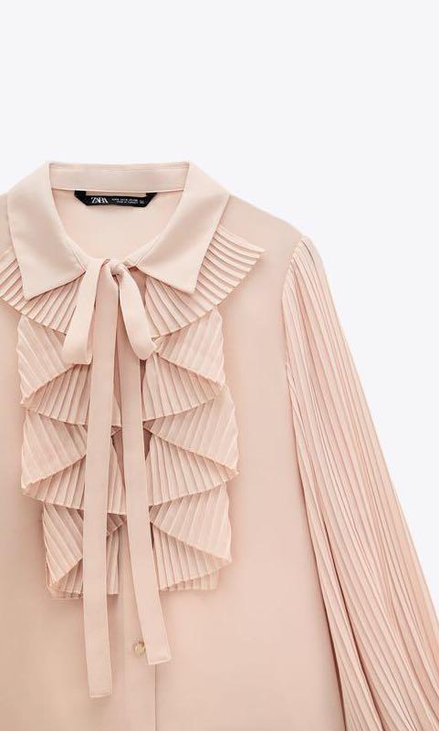 Zara Flowing Ruffled Blouse, Women's Fashion, Tops, Blouses on Carousell